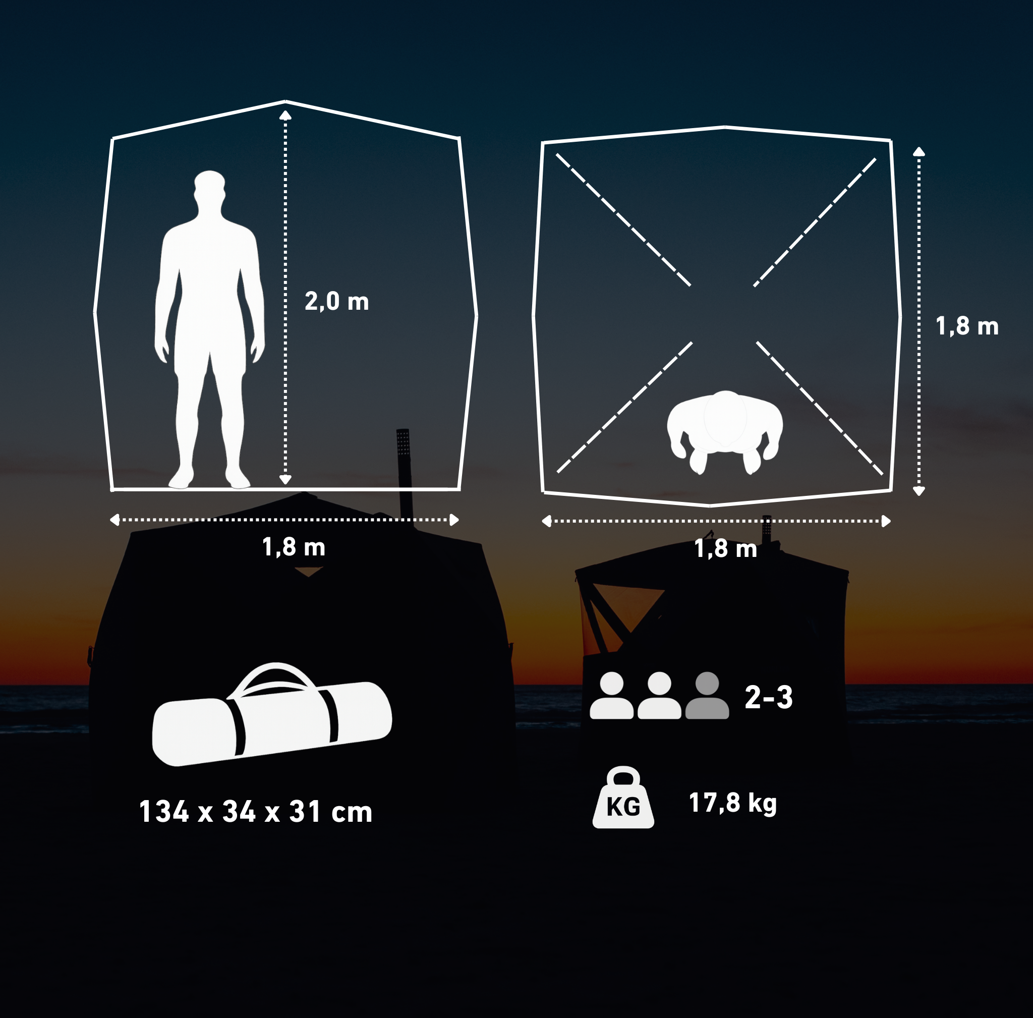 Set: Sauna tent Isen 2.0 + stove + sauna accessories