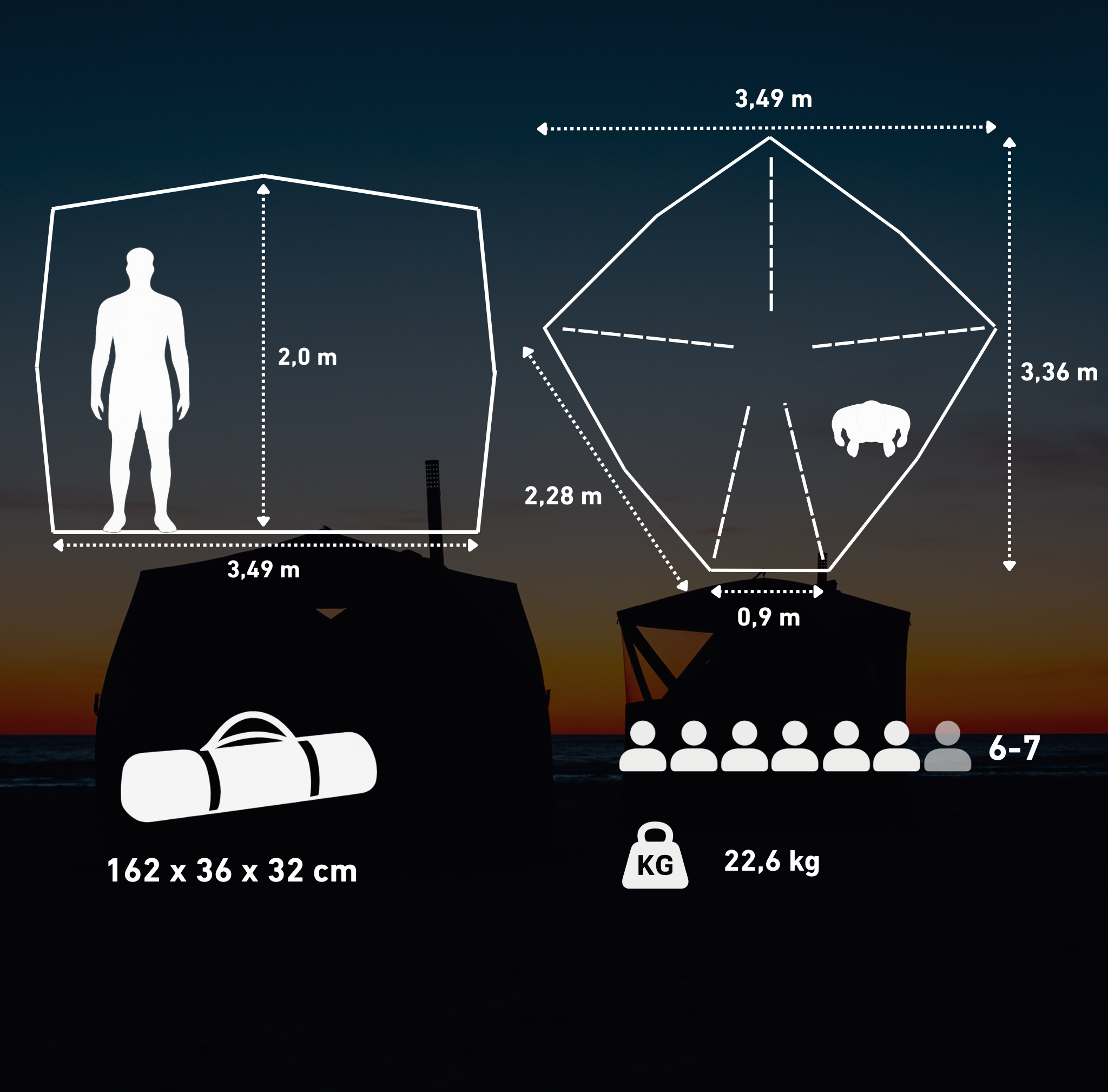 Set: Fjorden sauna tent + stove + benches + ice tub