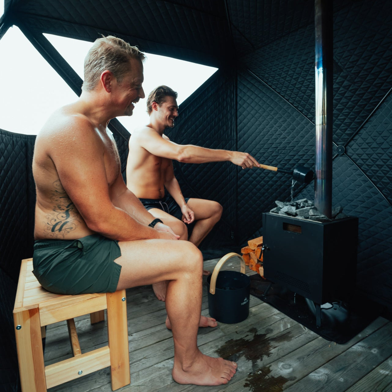 Mobile sauna tent Isen with sauna stove