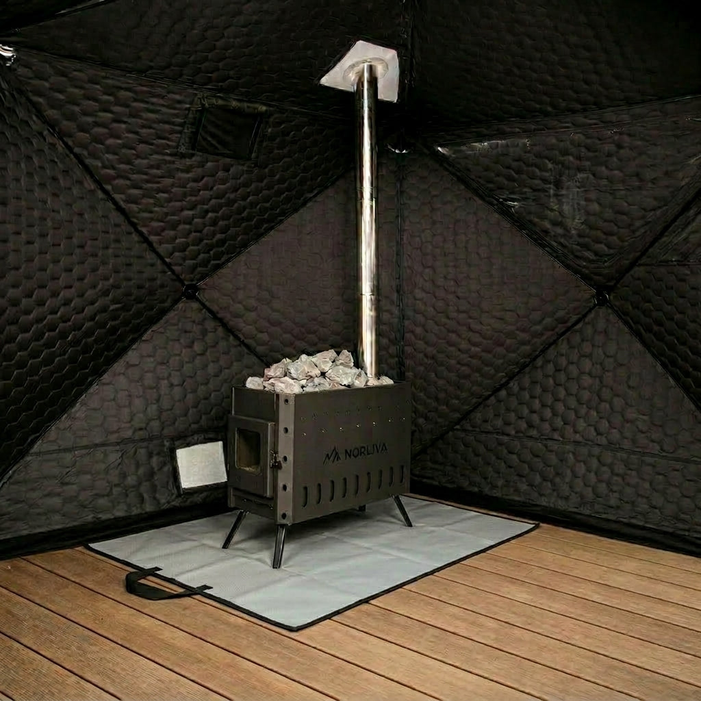 Set: Sauna Tent Dalen 2.0 + Stove + Sauna Accessories + Rain Cover + Ice Tub