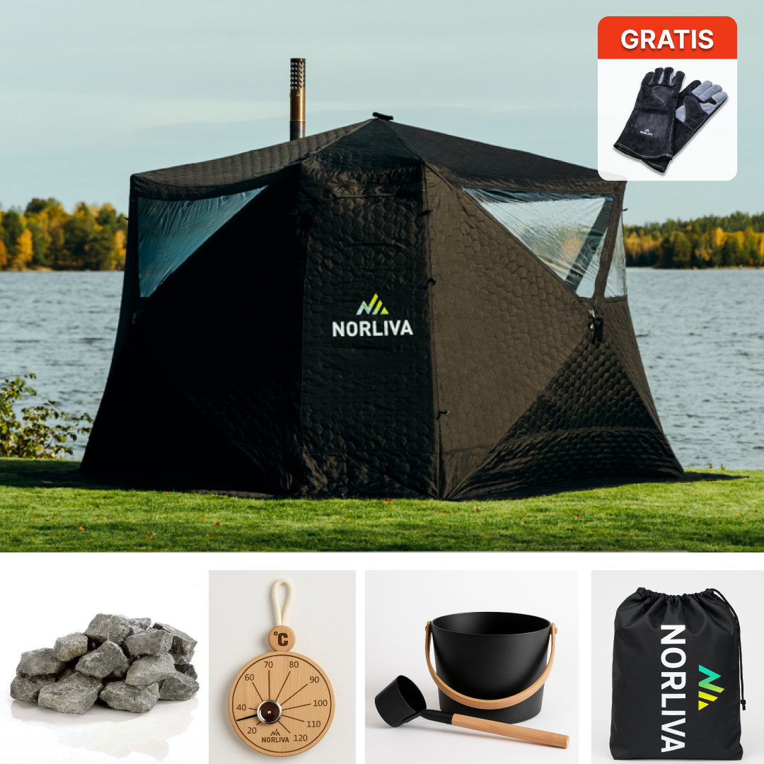 Set: Fjorden Sauna Tent + Heater + Sauna Accessories