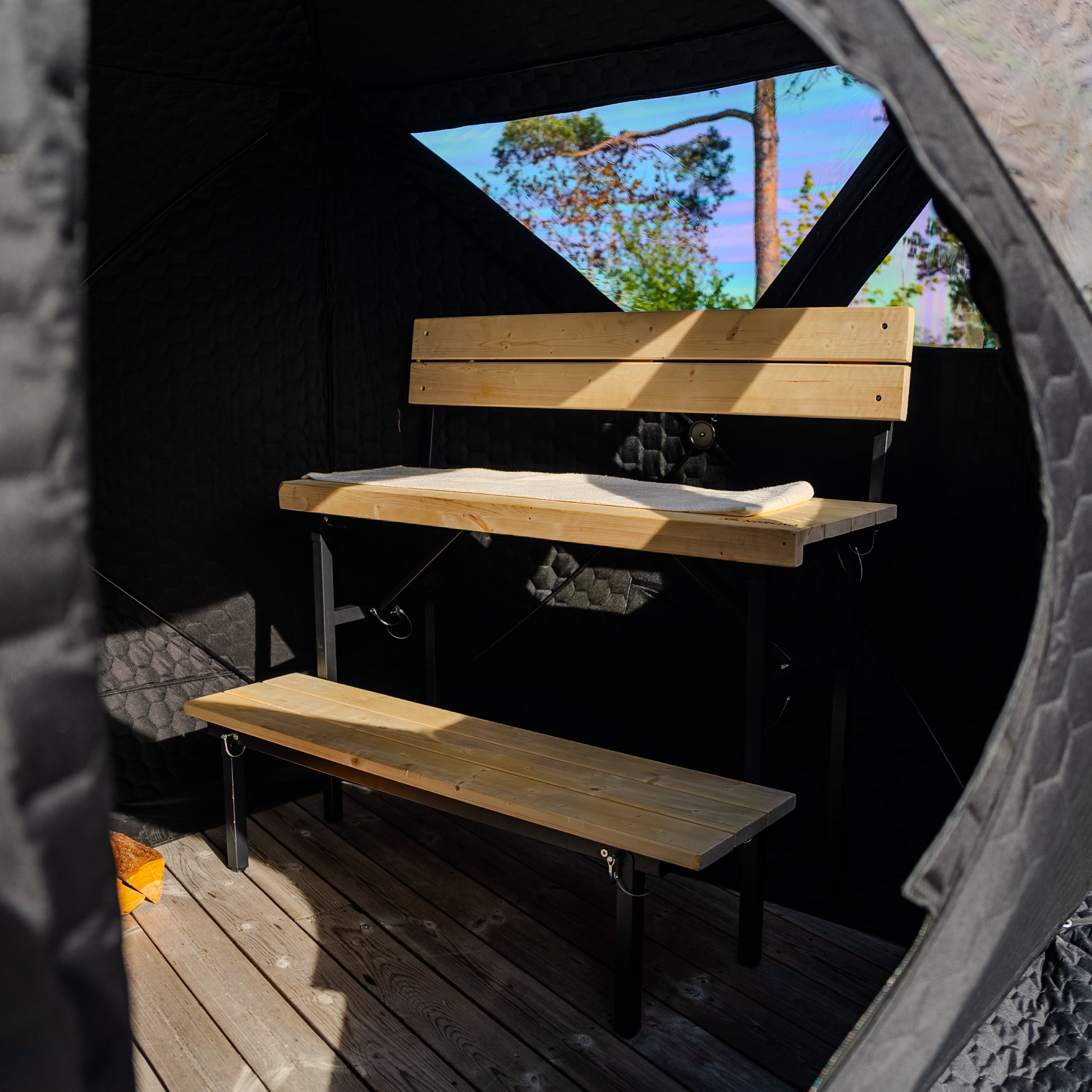 Set: Sauna tent Isen 2.0 + stove + sauna accessories