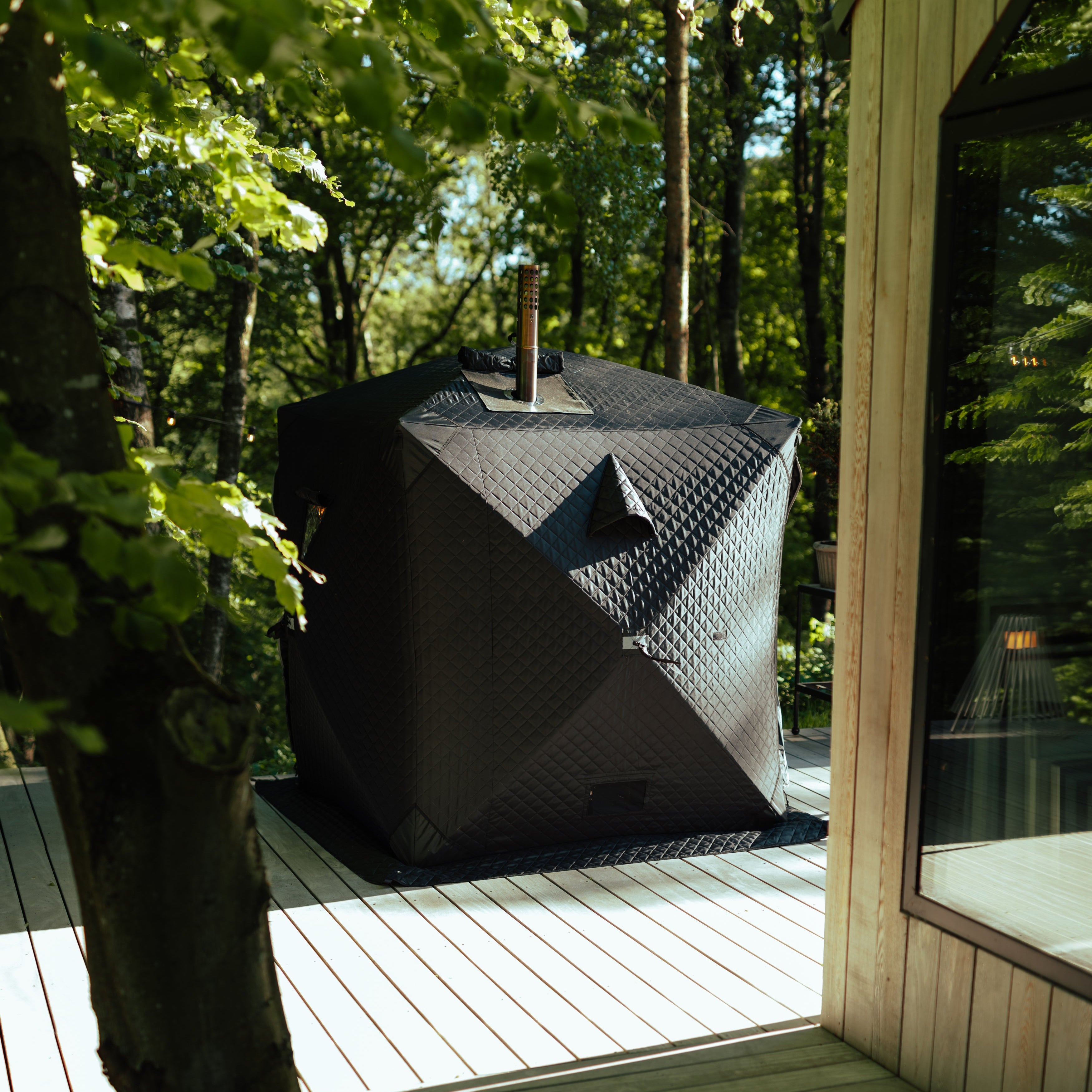 Set: Sauna tent Isen 2.0 + stove + sauna accessories