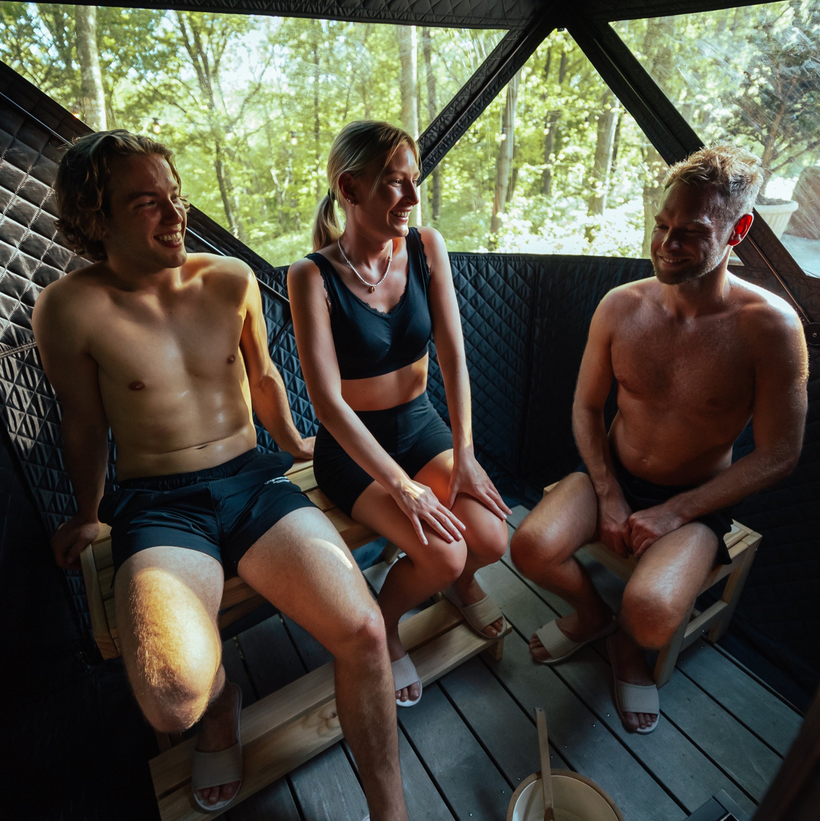Set: Sauna tent Isen 2.0 + stove + sauna accessories