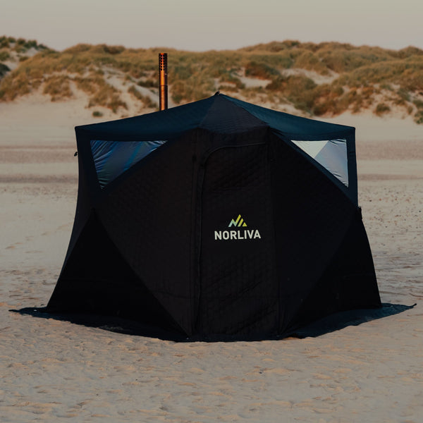 Mobile Fjorden sauna tent with sauna heater