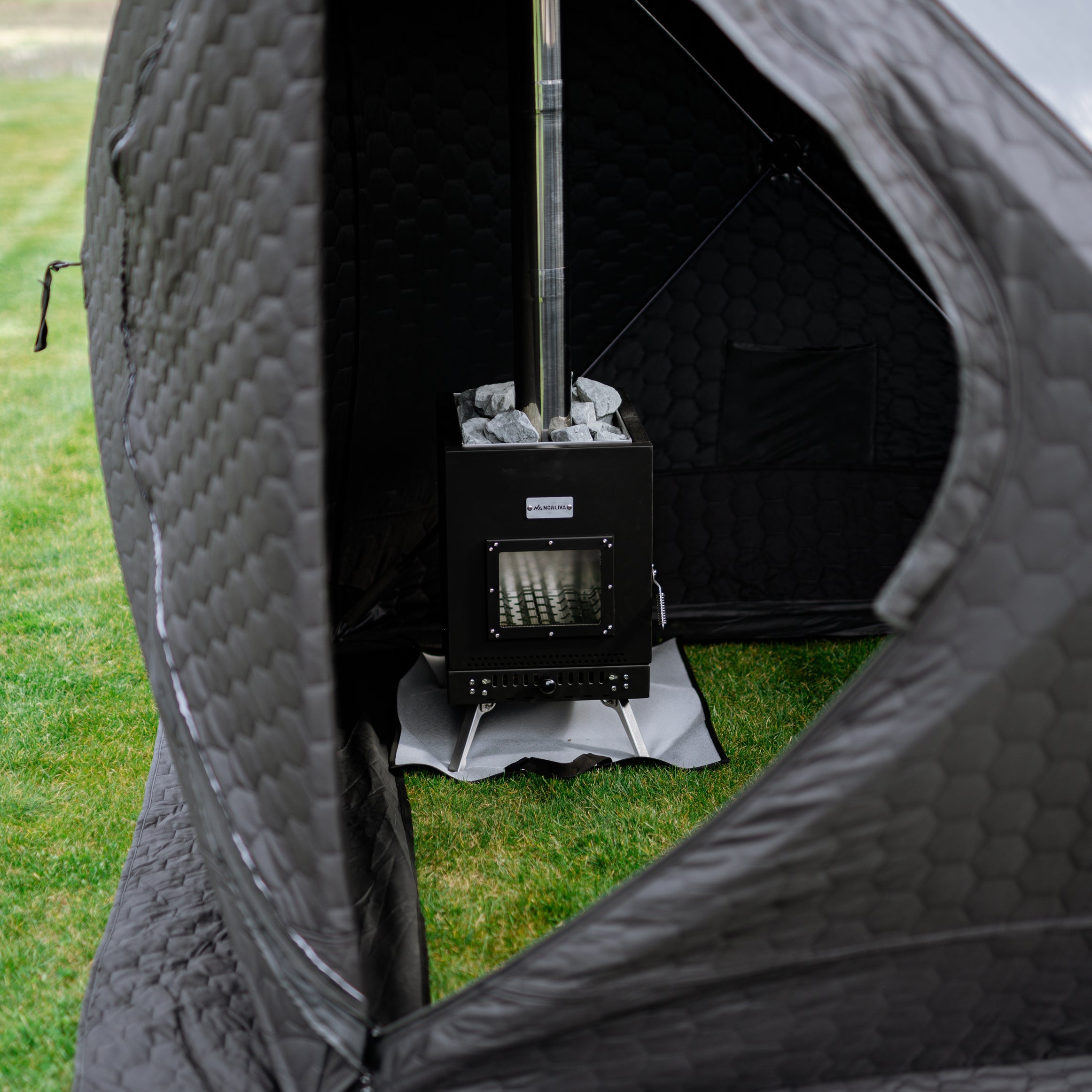 Set: Sauna tent Isen 2.0 + stove + sauna accessories