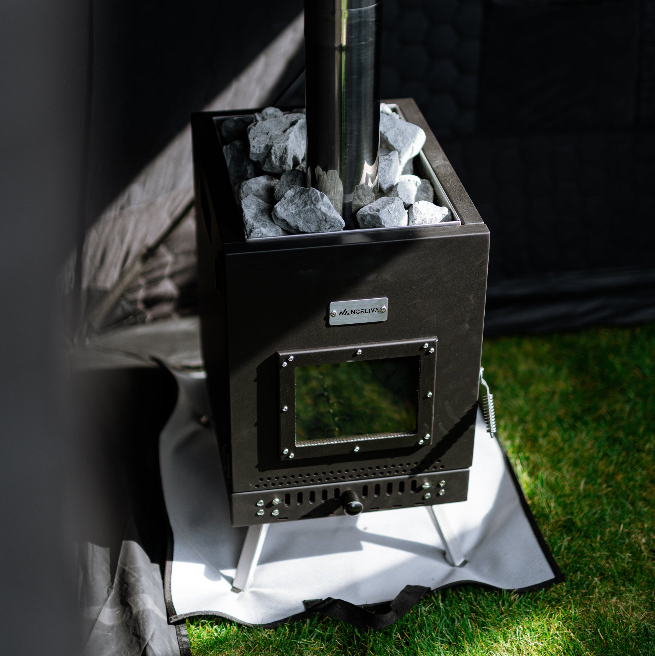 Set: Sauna tent Isen 2.0 + stove + sauna accessories