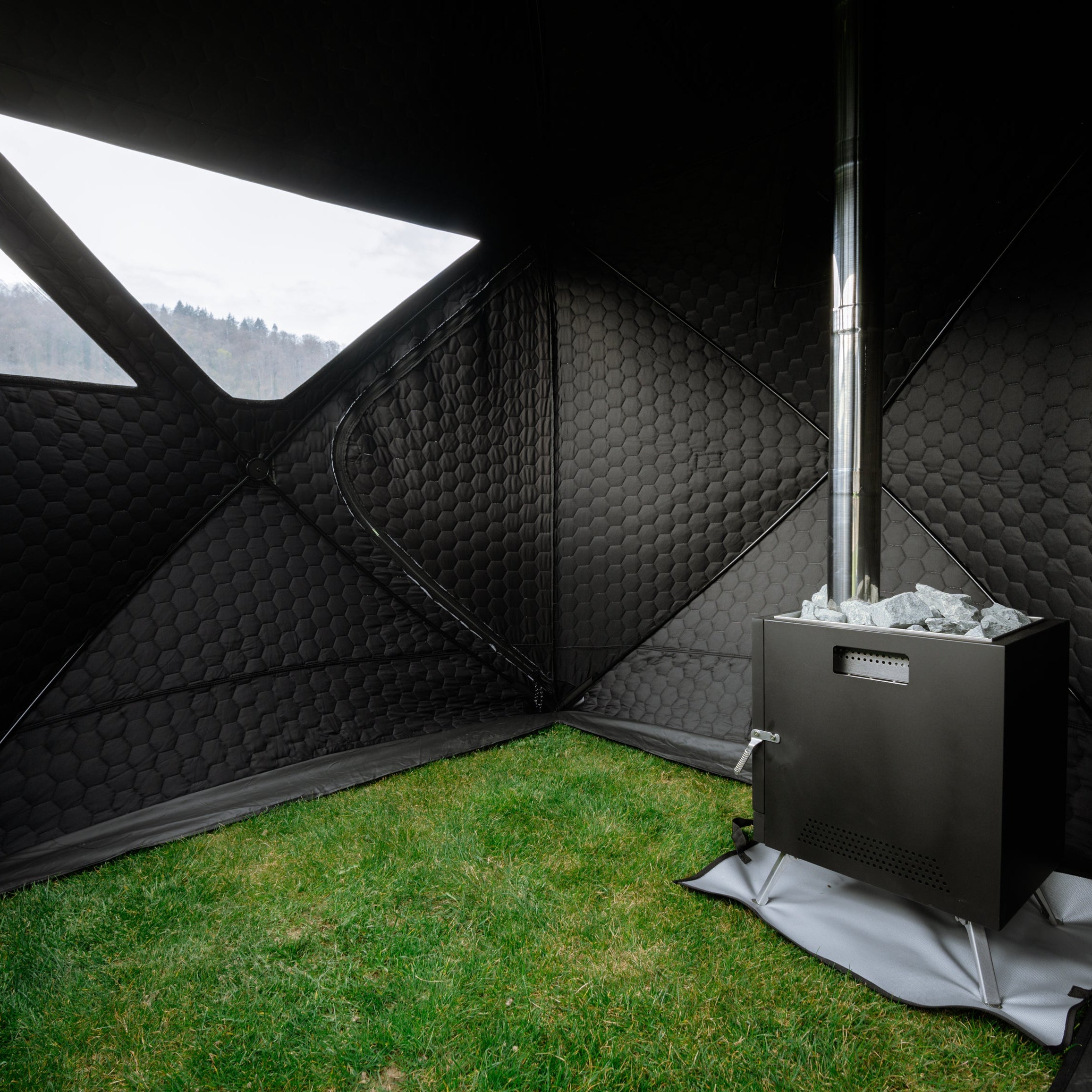 Set: Sauna tent Isen 2.0 + stove + sauna accessories