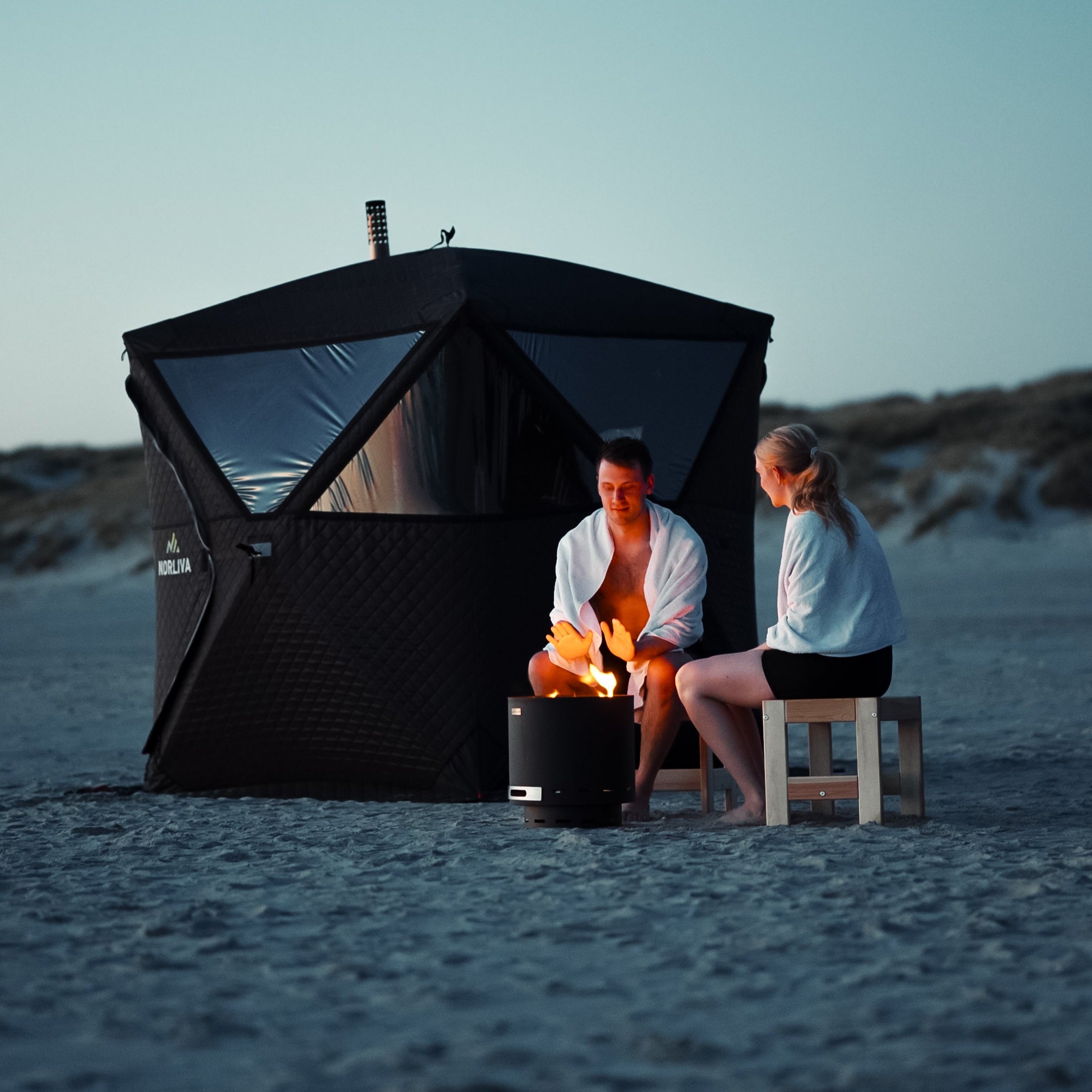 Set: Sauna tent Isen 2.0 + stove + sauna accessories