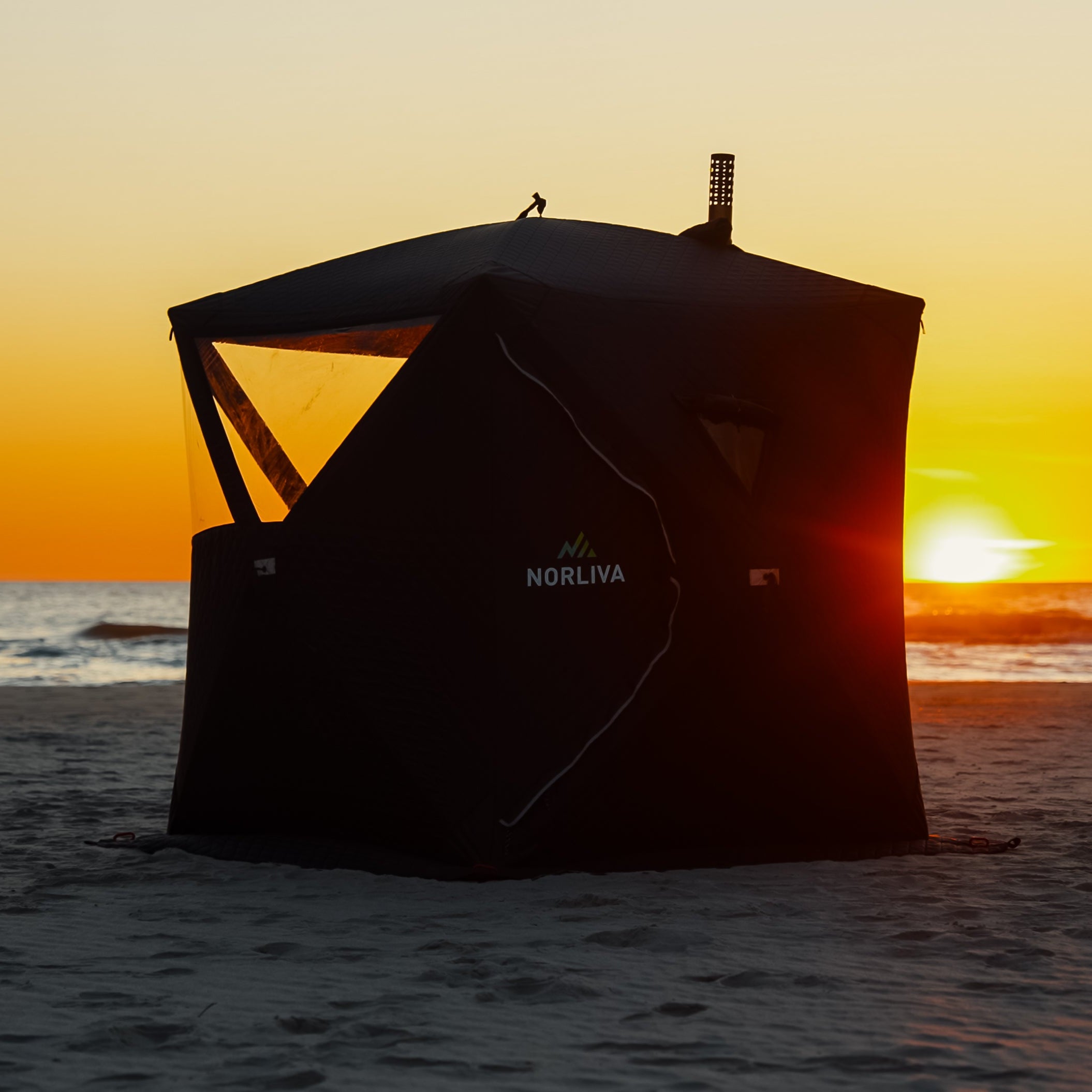 Set: Sauna tent Isen 2.0 + Stove + Sauna accessories + Rain protection + Benches + Ice bath
