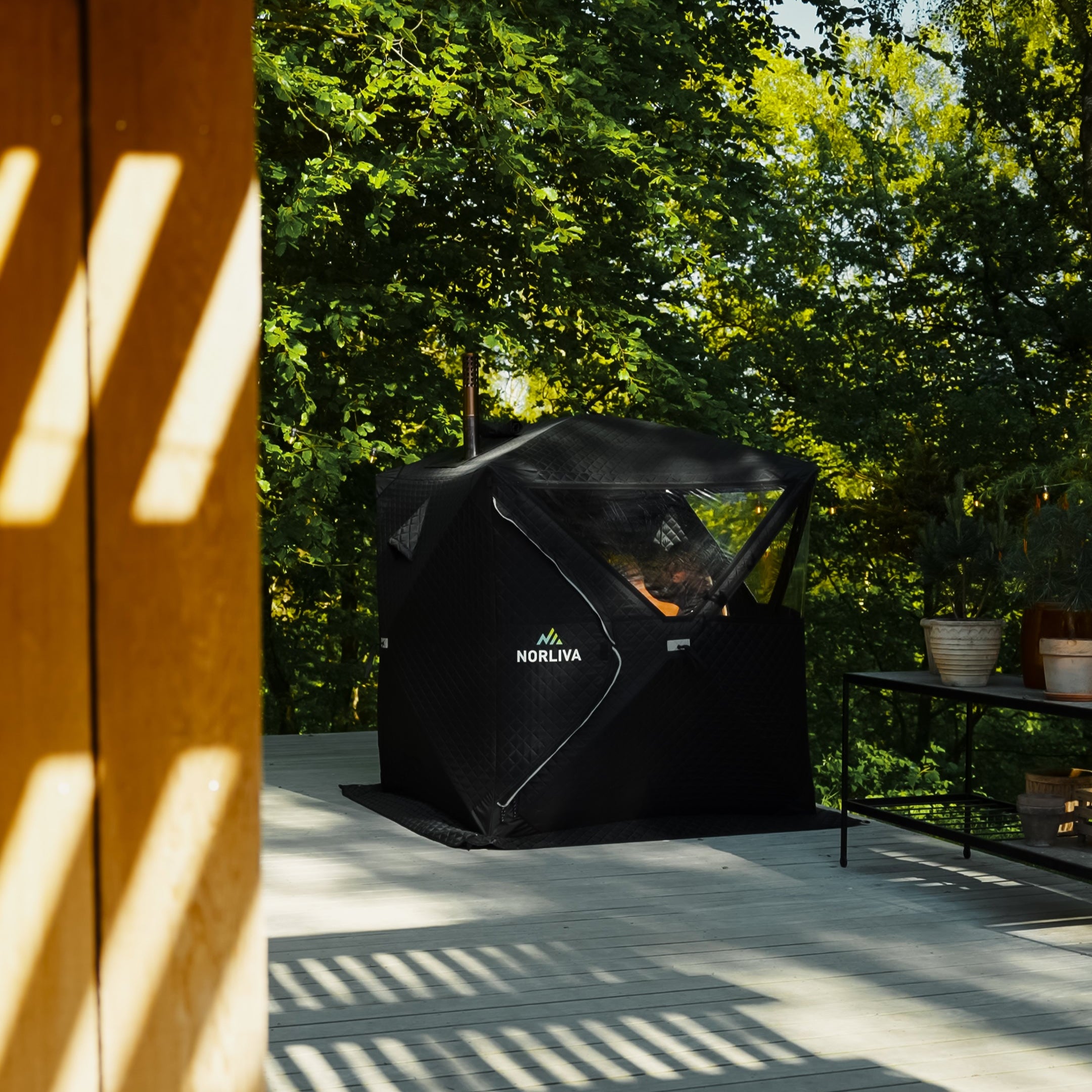 Mobile sauna tent Isen with sauna stove