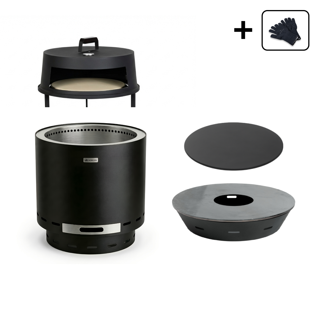 Set: Skara + Deckel + Feuerplatten-Grill + Pizzaofen-Aufsatz