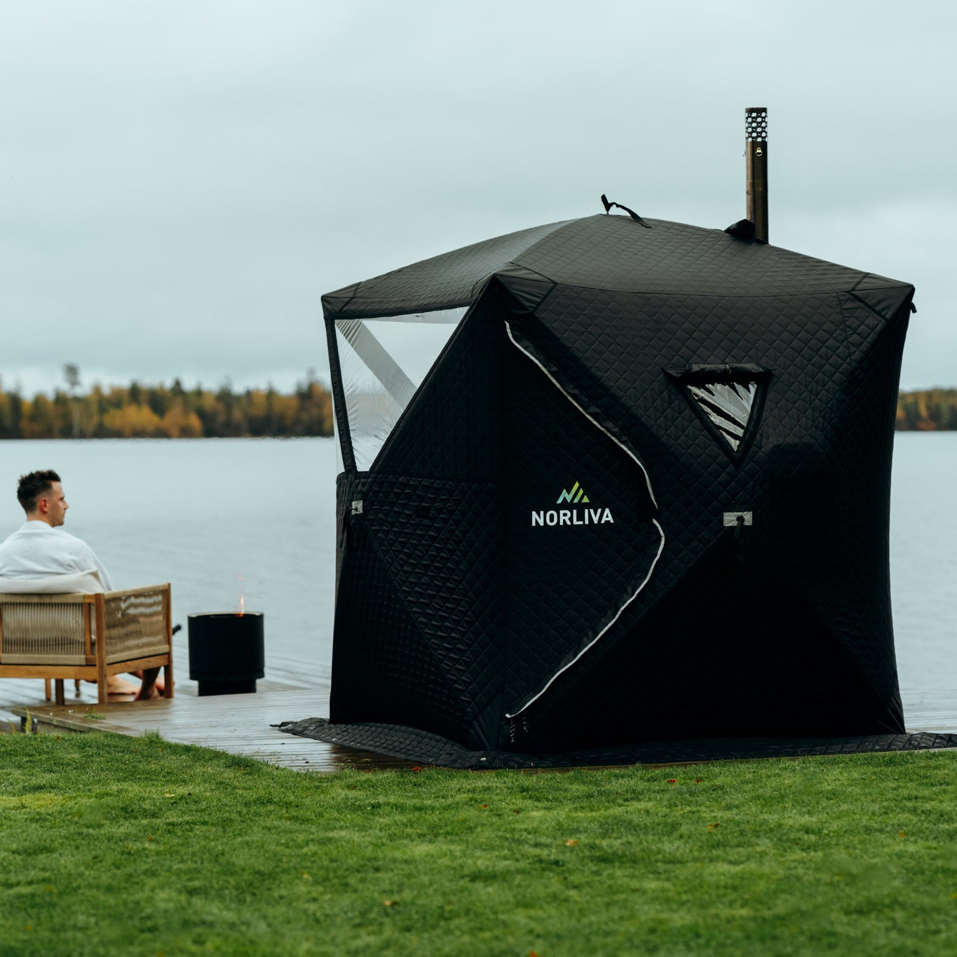 Set: Sauna tent Isen 2.0 + stove + sauna accessories