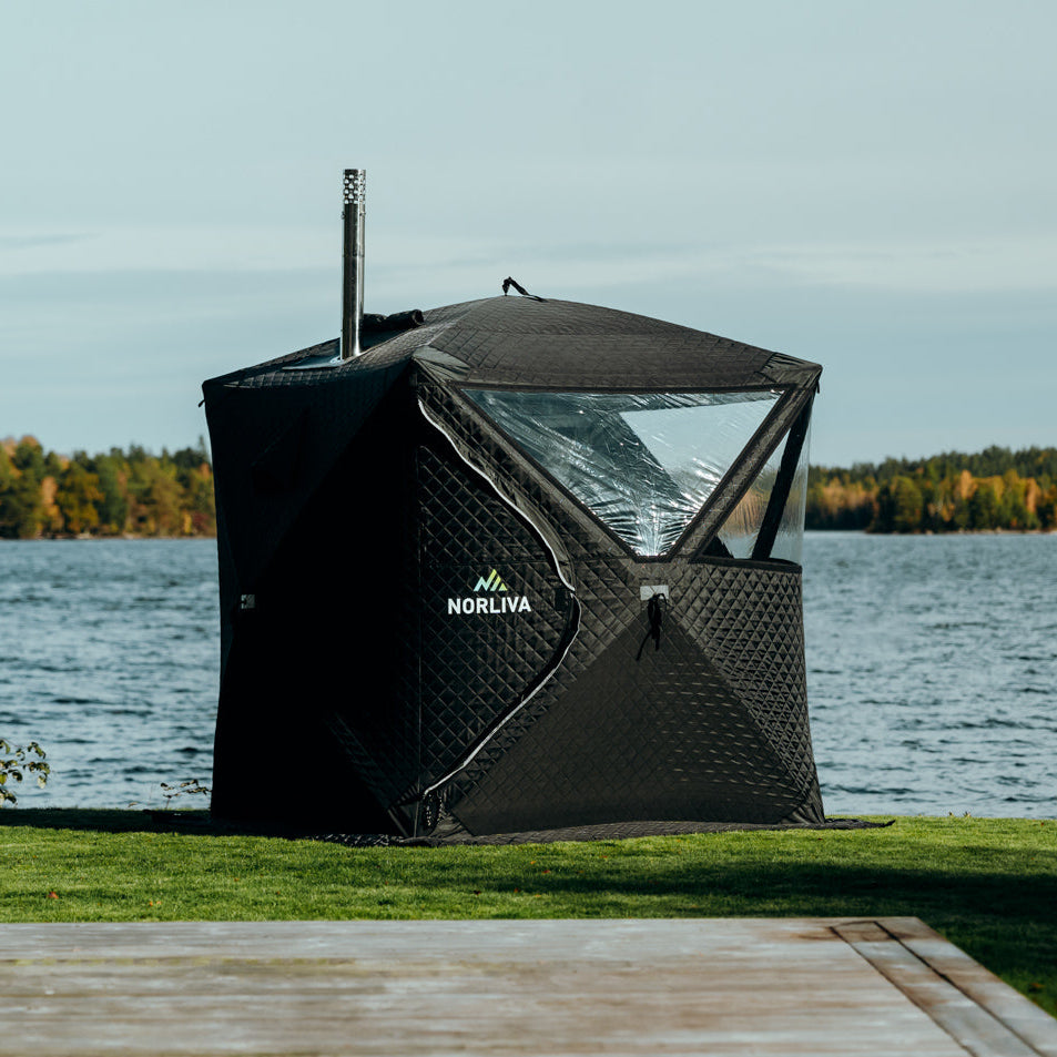 Set: Sauna tent Isen 2.0 + stove + sauna accessories