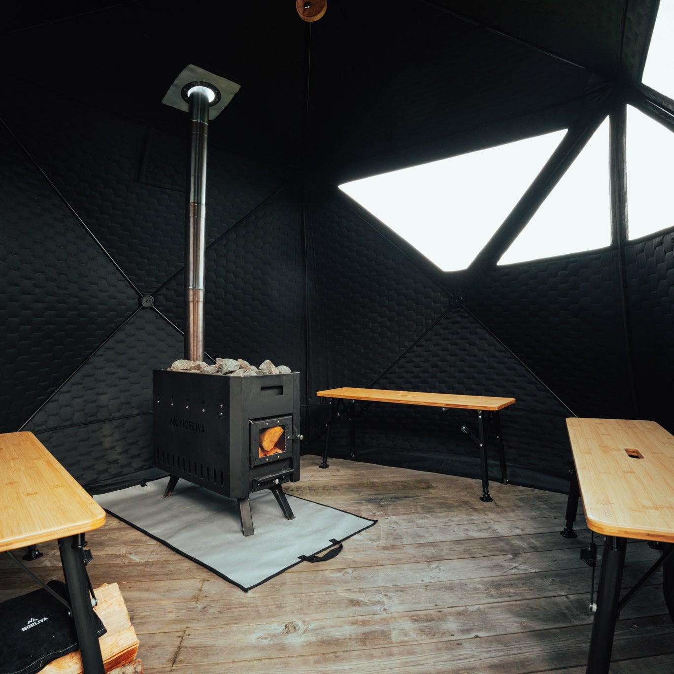 Set: Sauna tent Dalen + stove + sauna accessories