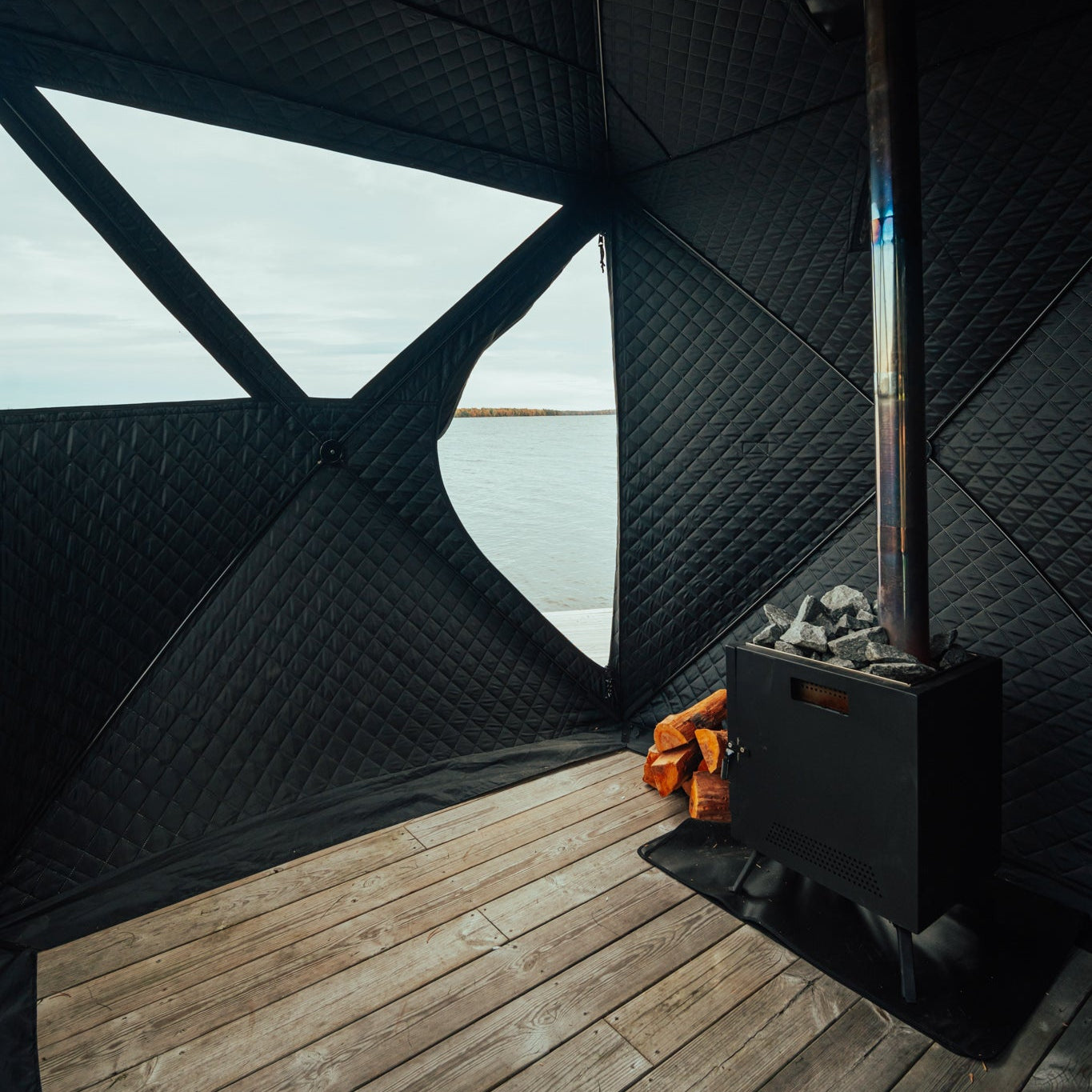 Set: sauna tent Isen + stove + benches + ice tub