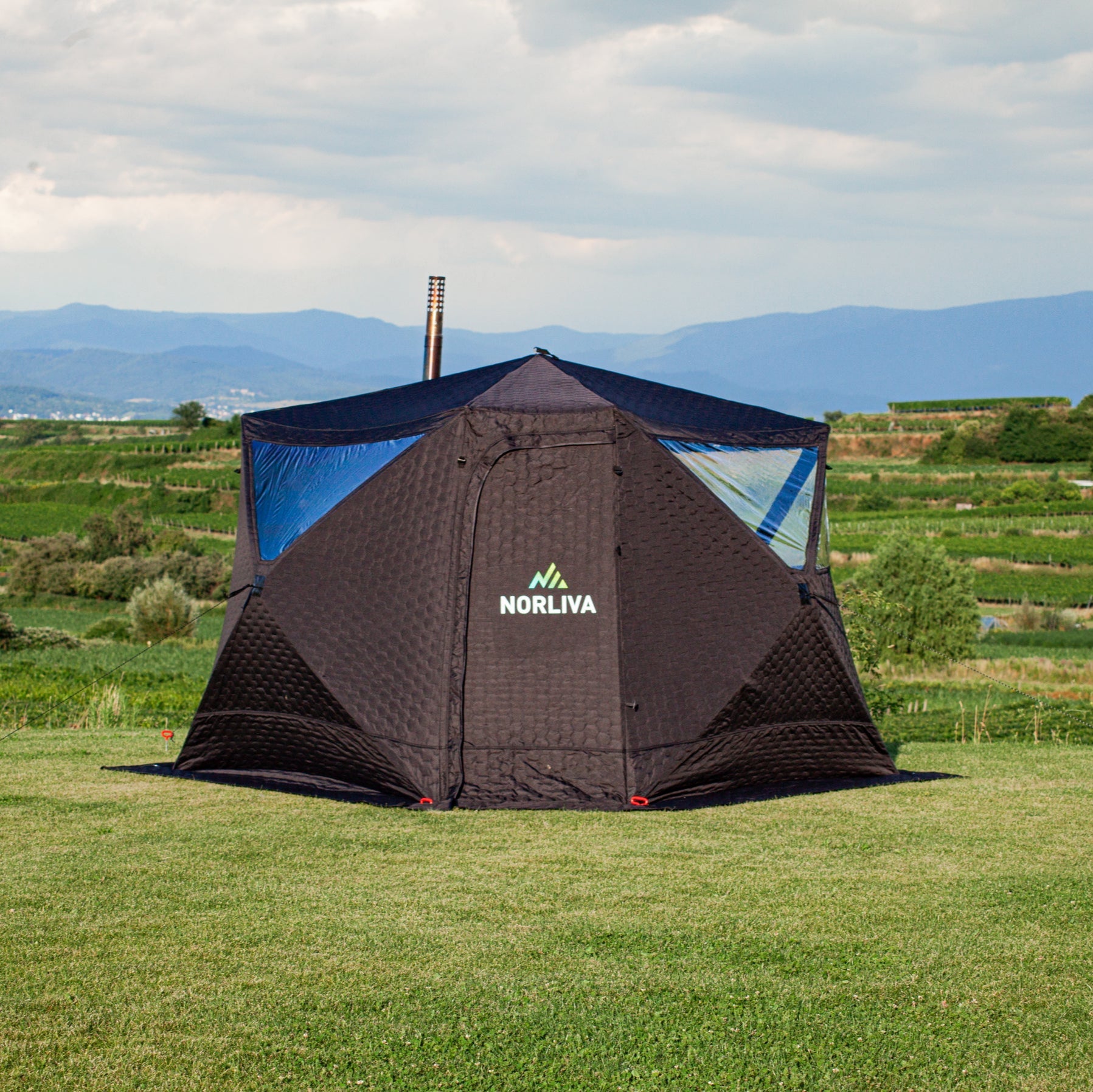 Set: Sauna Tent Fjorden + Stove + Sauna Accessories + Ice Tub