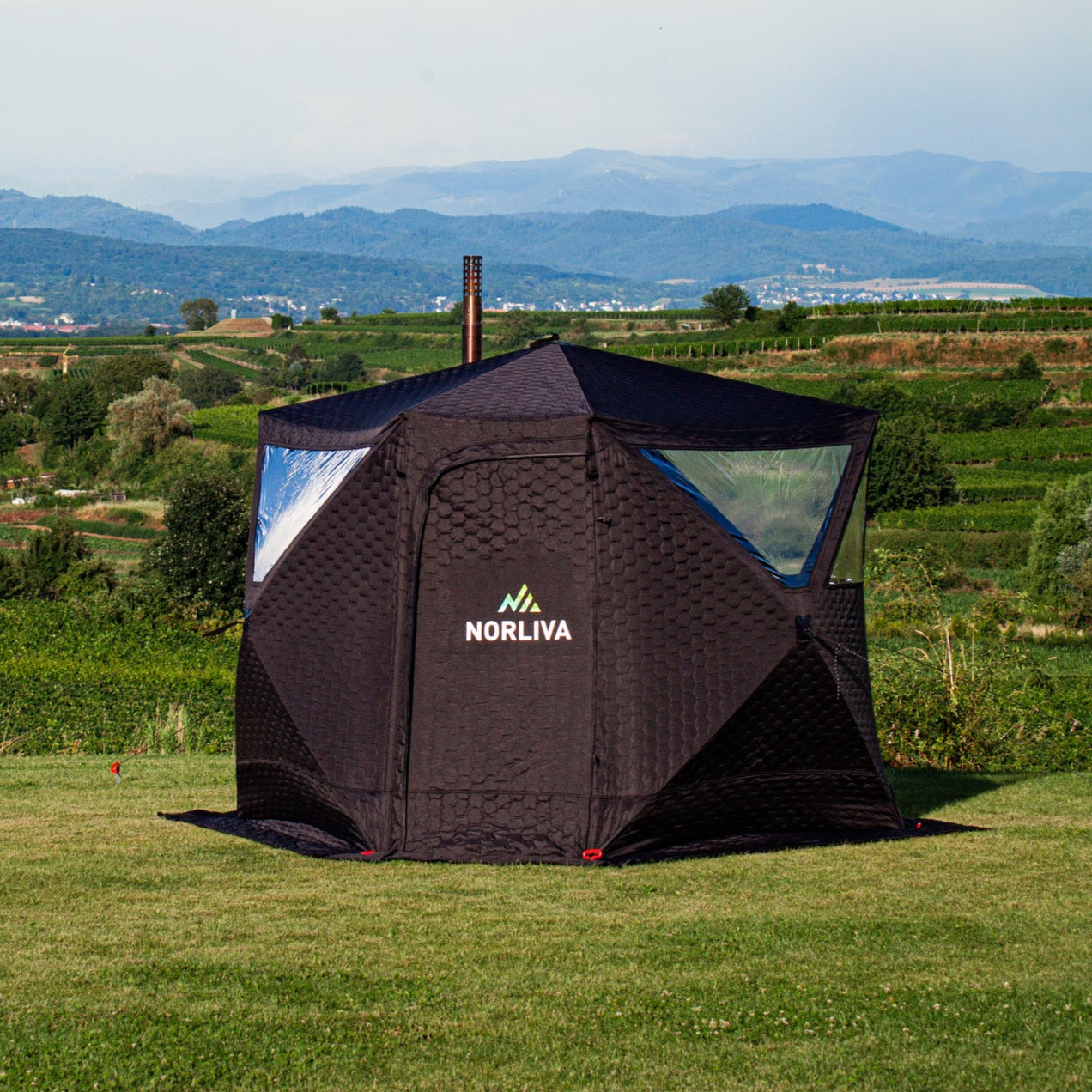 Set: sauna tent Dalen + stove + sauna accessories + ice tub
