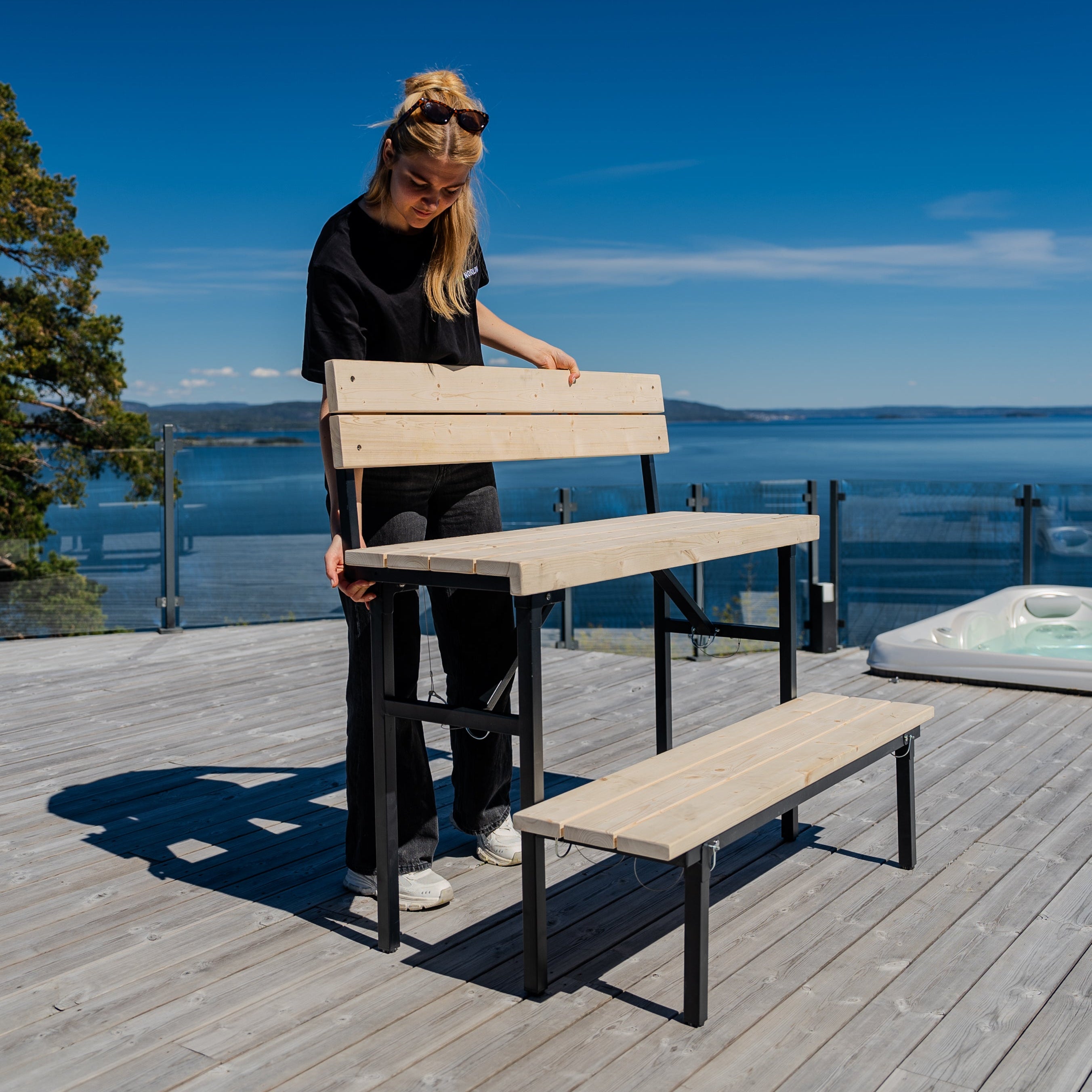 Set: Sauna Tent Dalen 3.0 + Stove + Sauna Accessories + Rain Protection + Two-Tier Bench
