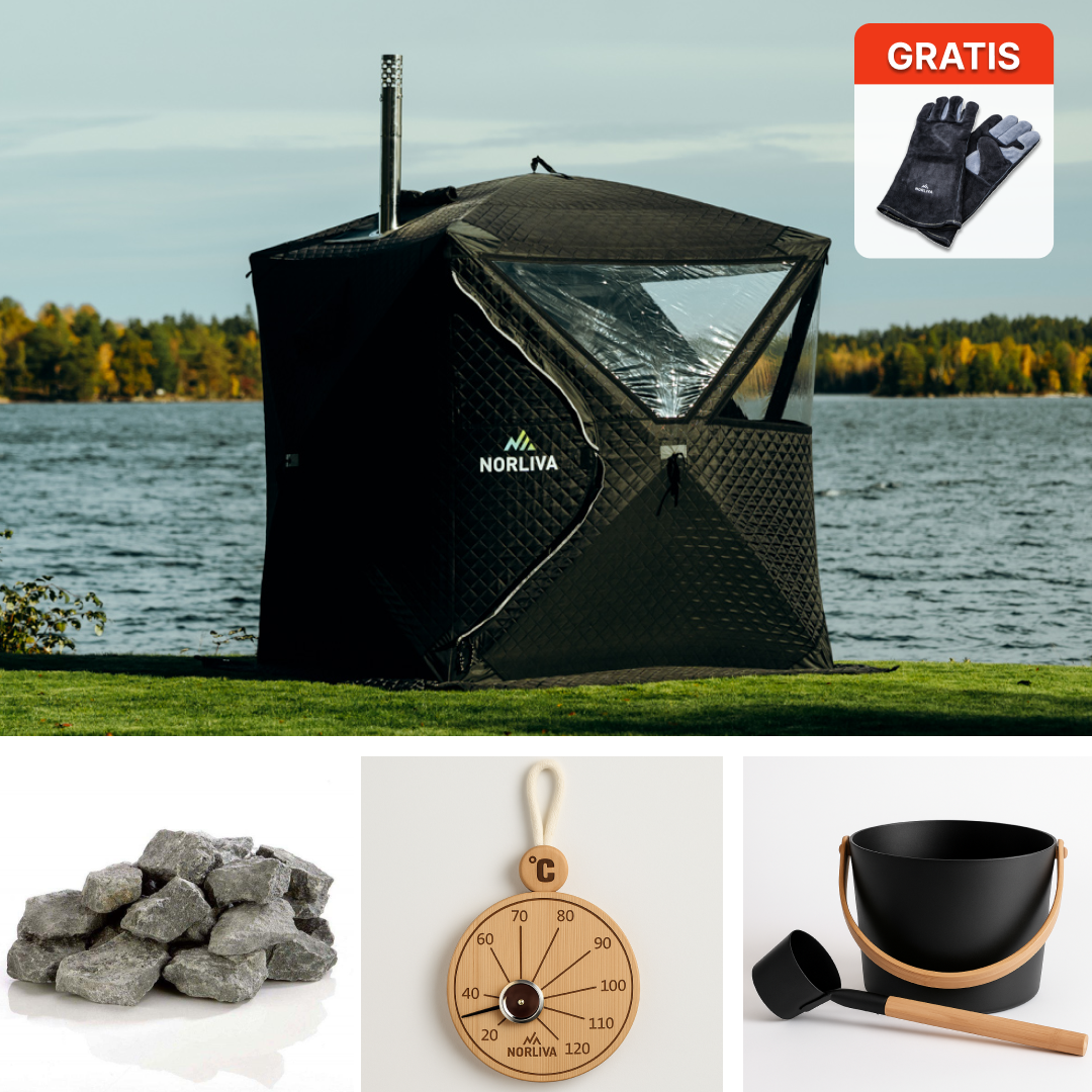 Set: Sauna Tent Isen + stove + sauna accessories